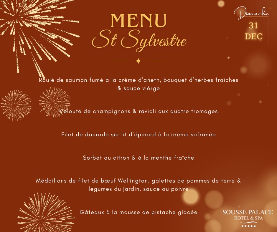 menu NYE sousse palace